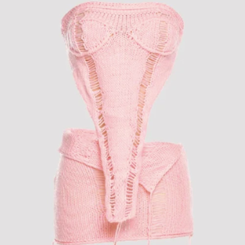 Y2k Apricot Asymmetrical design Two-Piece Set